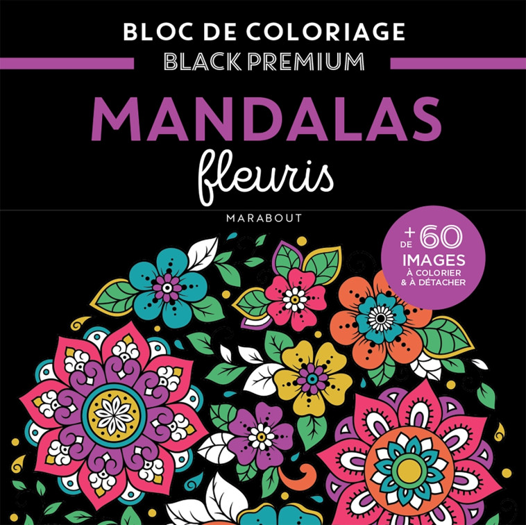 Bloc Black Premium - Mandalas fleuris -   - MARABOUT