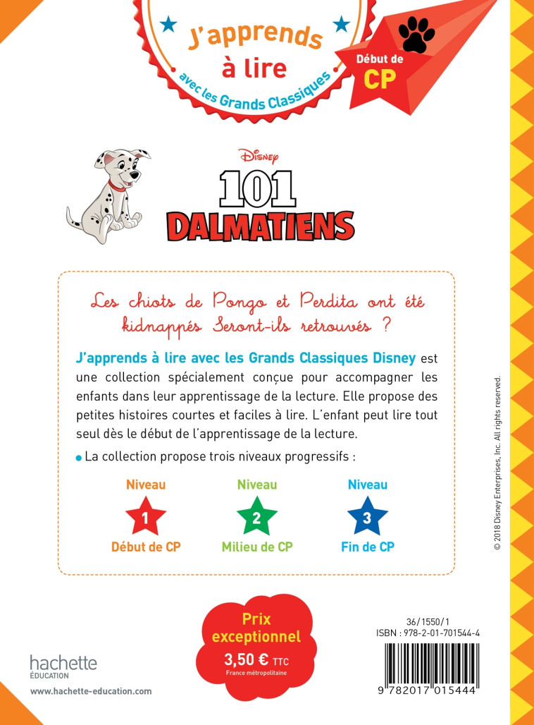 Disney - Les 101 Dalmatiens, CP Niveau 1 - Albertin Isabelle - HACHETTE EDUC