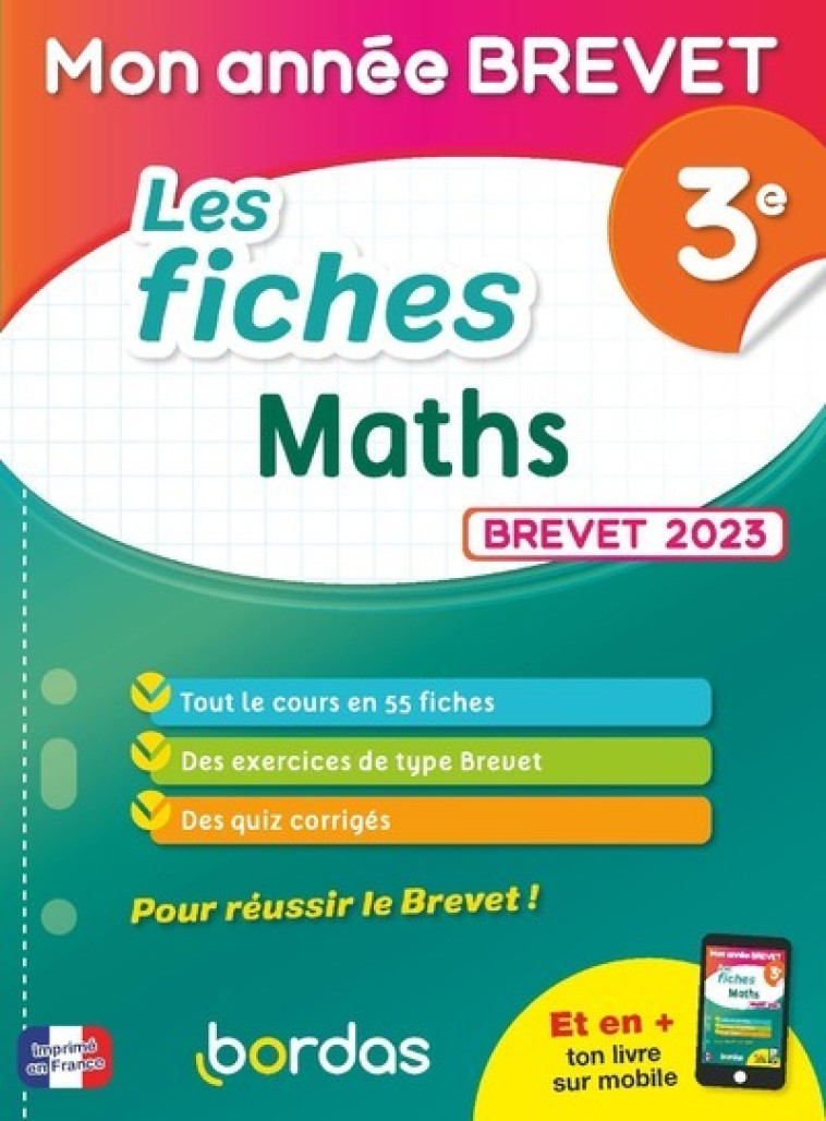 LES FICHES MATHS 3E ED 2023 - GELEBART YANN - BORDAS