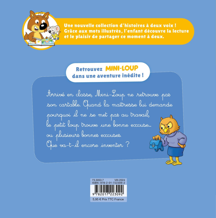 Mini-Loup - Je lis avec toi ! Le cartable oublié - MATTER PHILIPPE - HACHETTE ENFANT