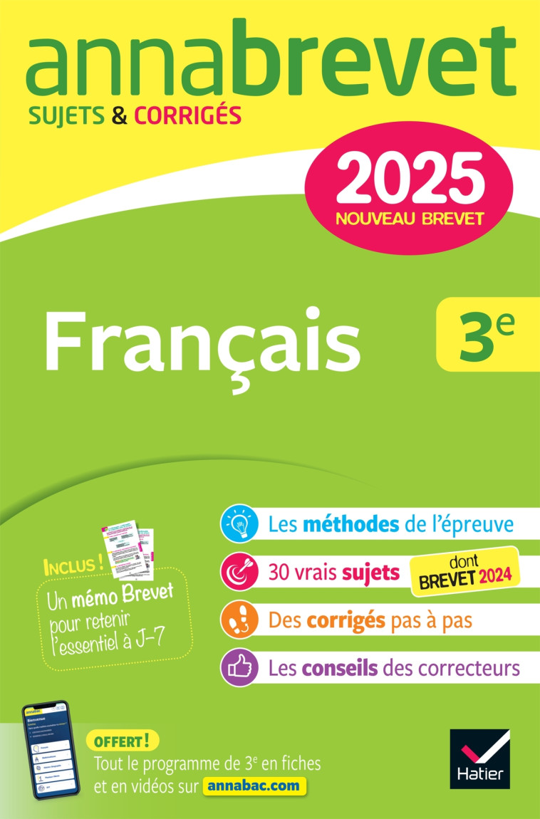 Annales du brevet Annabrevet 2025 Français 3e - Nouveau brevet - Christine Formond, Louise Taquechel - HATIER