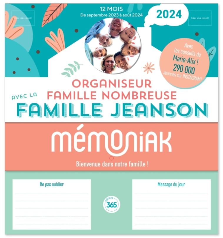 Organiseur familial Mémoniak spécial famille nombreuse avec la Famille Jeanson 2024 - XXX - 365 PARIS