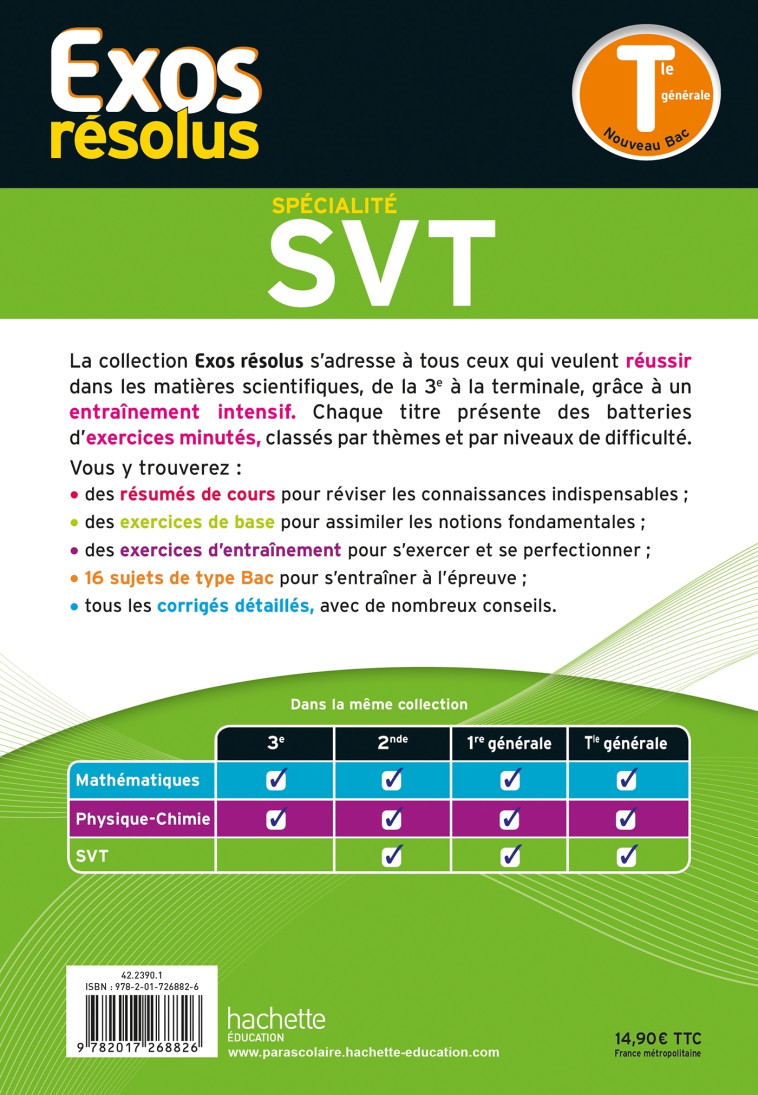 Exos résolus spécialité SVT Tle - Laëtitia Lefèvre, Pierre Binz, Franck Guais Franck Guais,  Franck Guais - HACHETTE EDUC