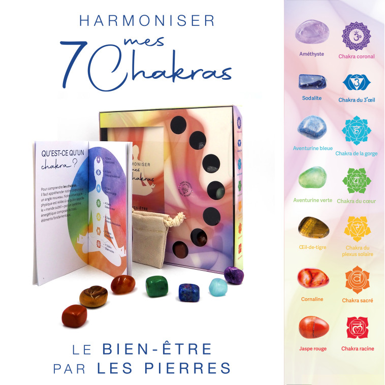 Coffret - Harmoniser mes 7 chakras - Le bien-être par les pierres -  Collectif - MERCILESLIVRES