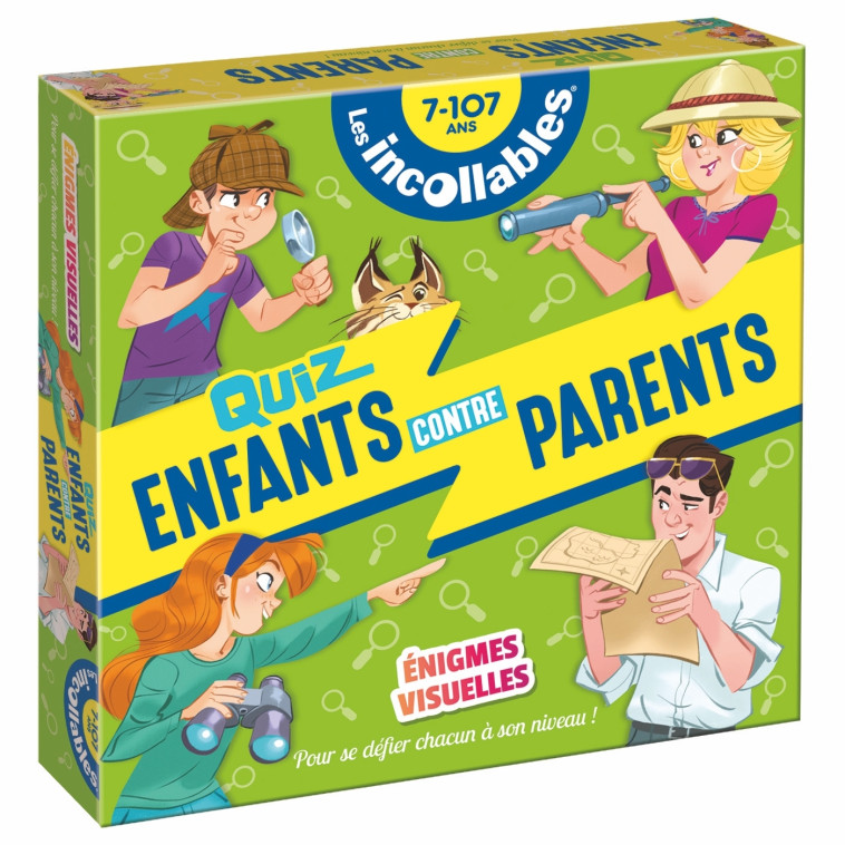 Boîte Quiz - Incollables - Enfants vs Parents - Énigmes Visuelles -   - PLAY BAC