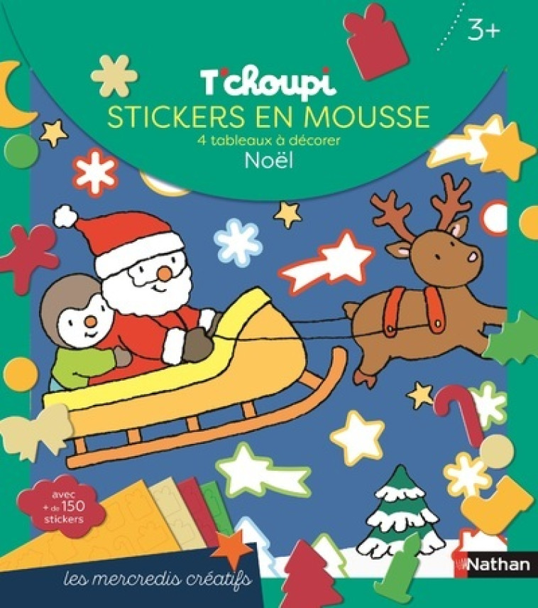 T'choupi stickers en mousse - 4 tableaux à décorer - NOËL - Thierry Courtin - NATHAN