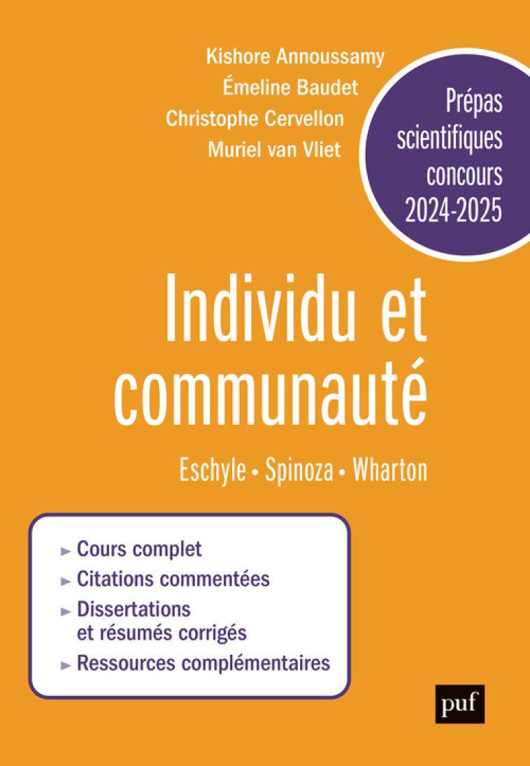 Prépas scientifiques 2024-2025 - Epreuve français-philosophie - Emeline BAUDET, Kishore Annoussamy, Muriel Van Vliet, Christophe Cervellon - PUF