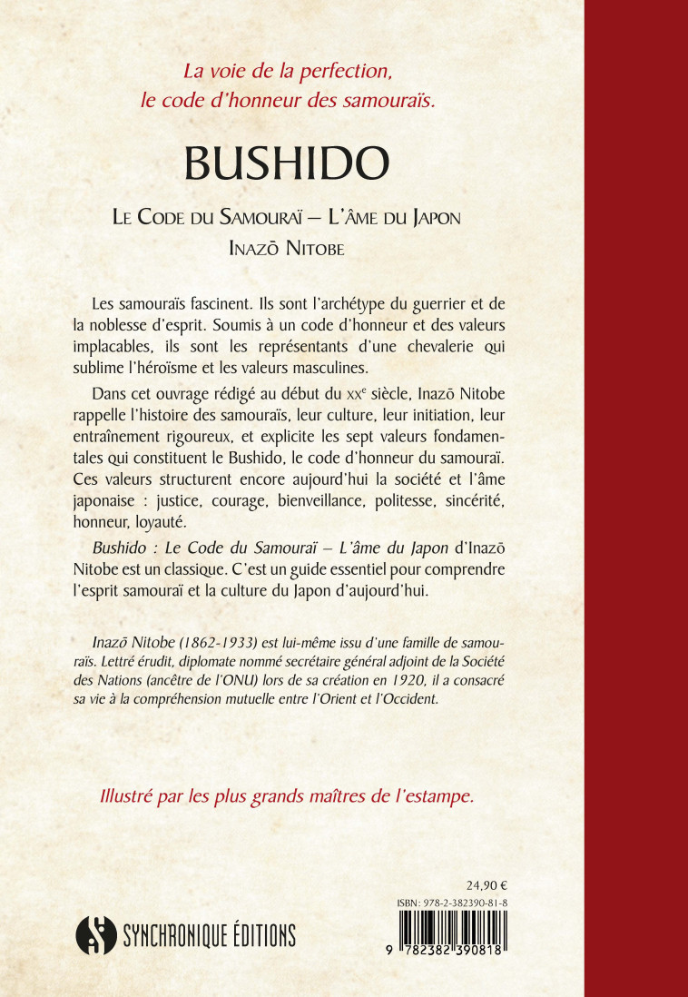 Bushido - Le code du samouraï - L'Âme du Japon - NITOBE INAZO - SYNCHRONIQUE