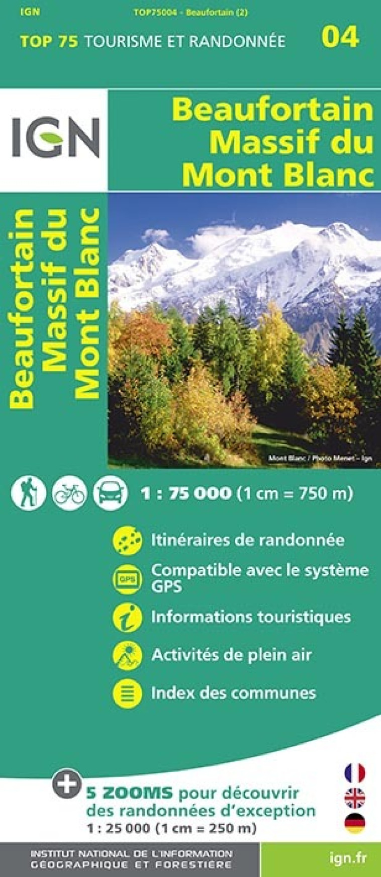 TOP75004 BEAUFORTAIN MASSIF DU MONT BLANC - XXX - IGN