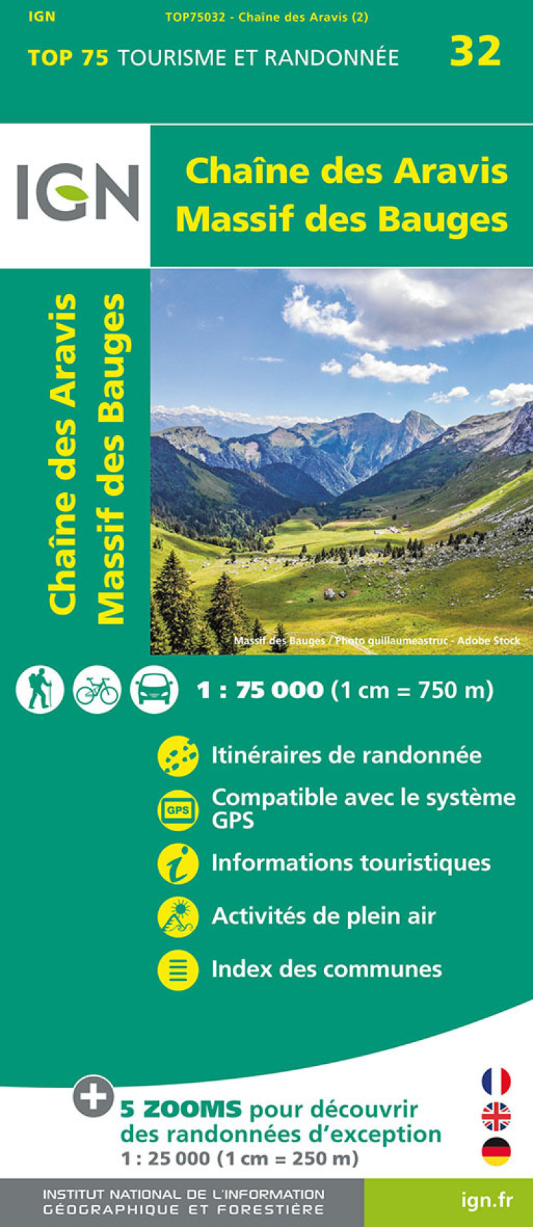 TOP75032 CHAINE DES ARAVIS MASSIF DES BAUGES - XXX - IGN