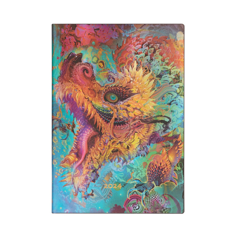 AGENDA 2024 HUMMING DRAGON MIDI 1 SEM SUR 2 PAGES HOR - FF0631-2 - PAPERBLANKS