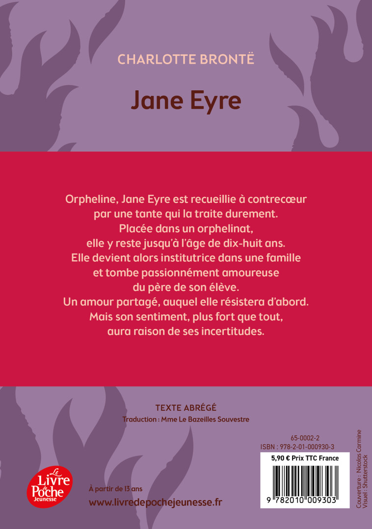 JANE EYRE - TEXTE ABREGE - BRONTE CHARLOTTE - POCHE JEUNESSE