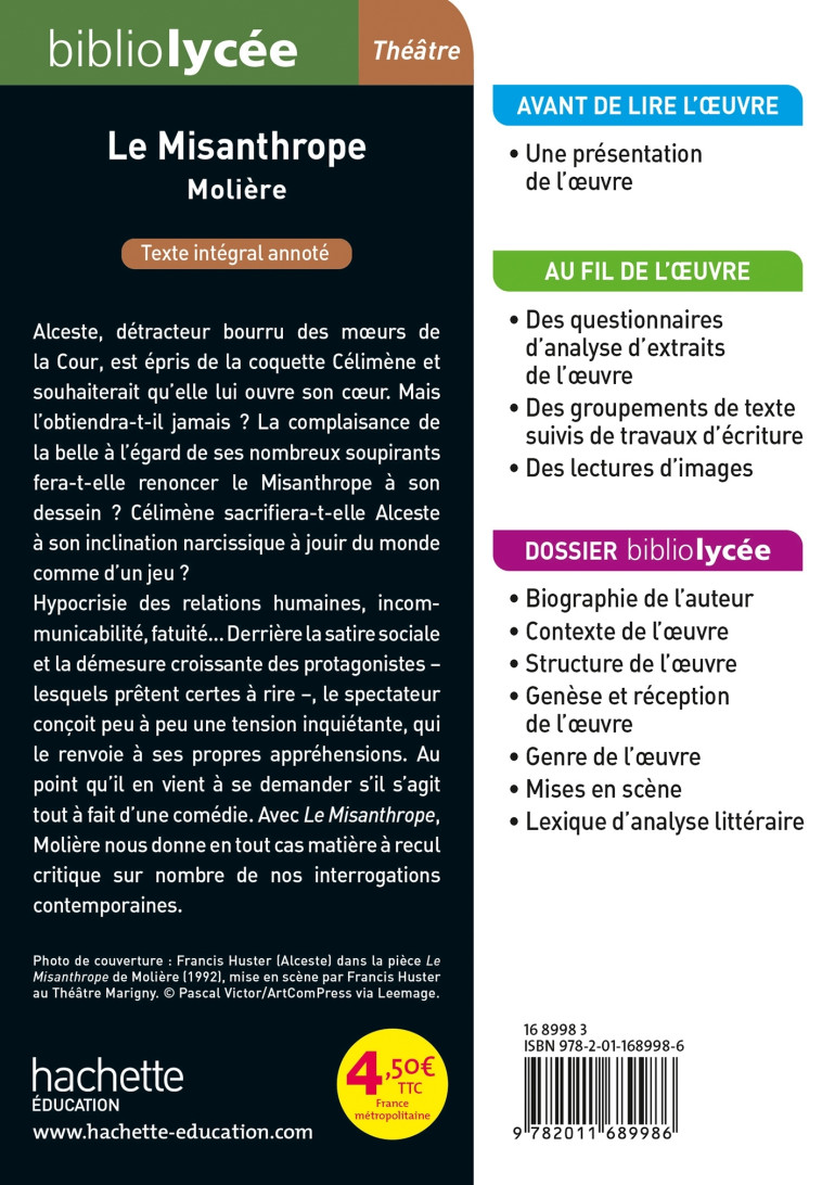 LE MISANTHROPE - MOLIERE - HACHETTE EDUC