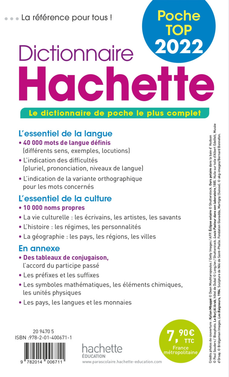 DICTIONNAIRE HACHETTE POCHE TOP 2022 - XXX - HACHETTE EDUC