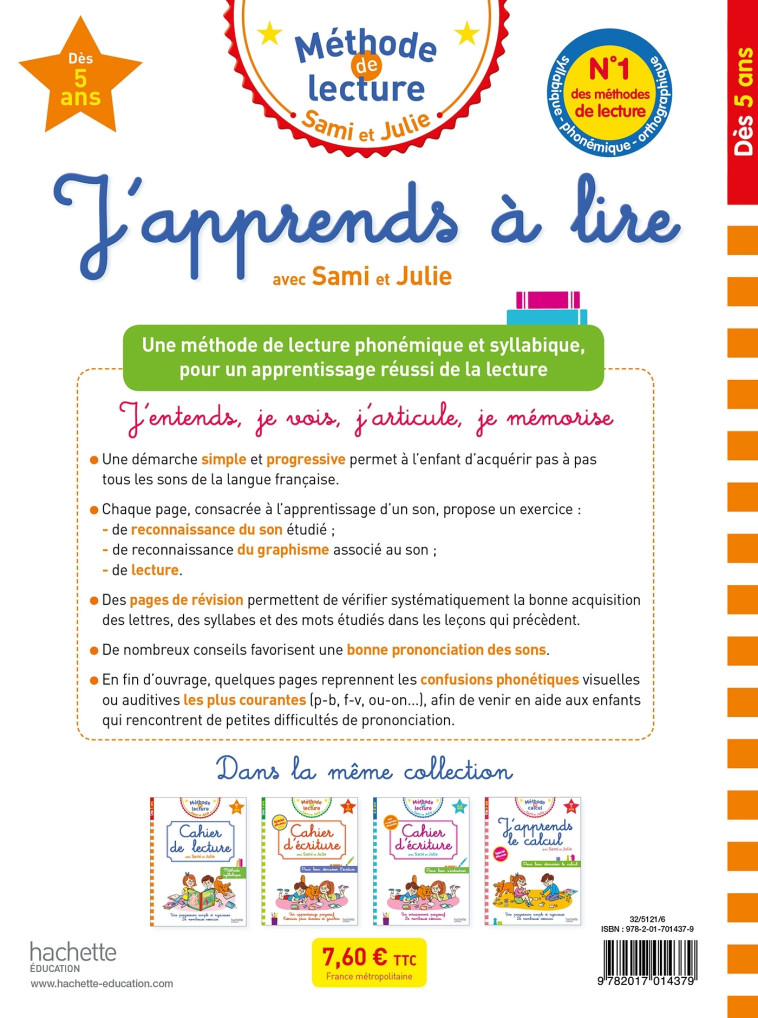 J'APPRENDS A LIRE AVEC SAMI ET JULIE - CECCONELLO - HACHETTE EDUC