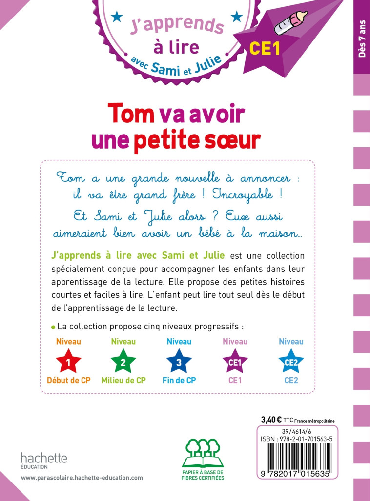 TOM VA AVOIR UNE PETITE SOEUR CE1 - MASSONAUD/BONTE - HACHETTE EDUC