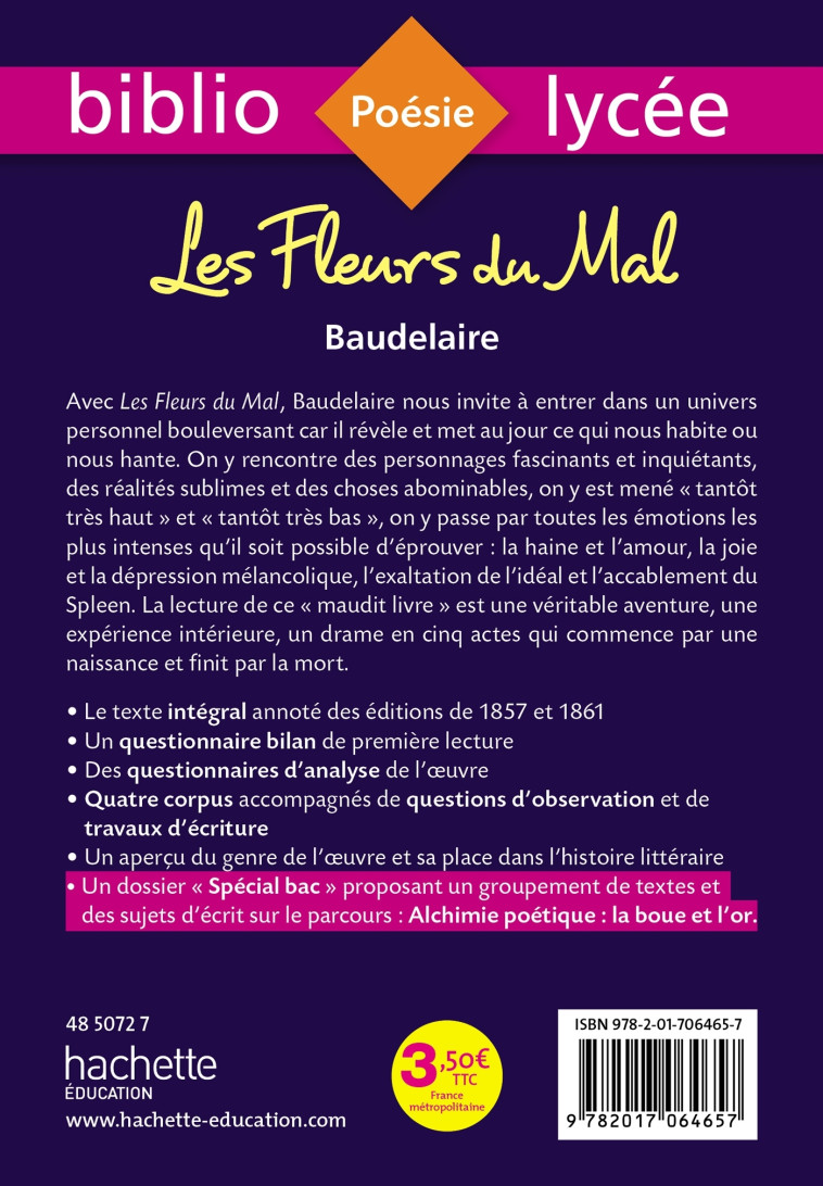 LES FLEURS DU MAL ED 2020 - BAUDELAIRE/JOLLES - HACHETTE EDUC