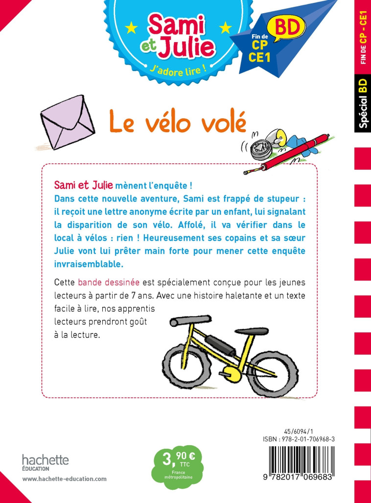 SAMI ET JULIE BD : LE VELO VOLE - BONTE/MASSONAUD - HACHETTE EDUC