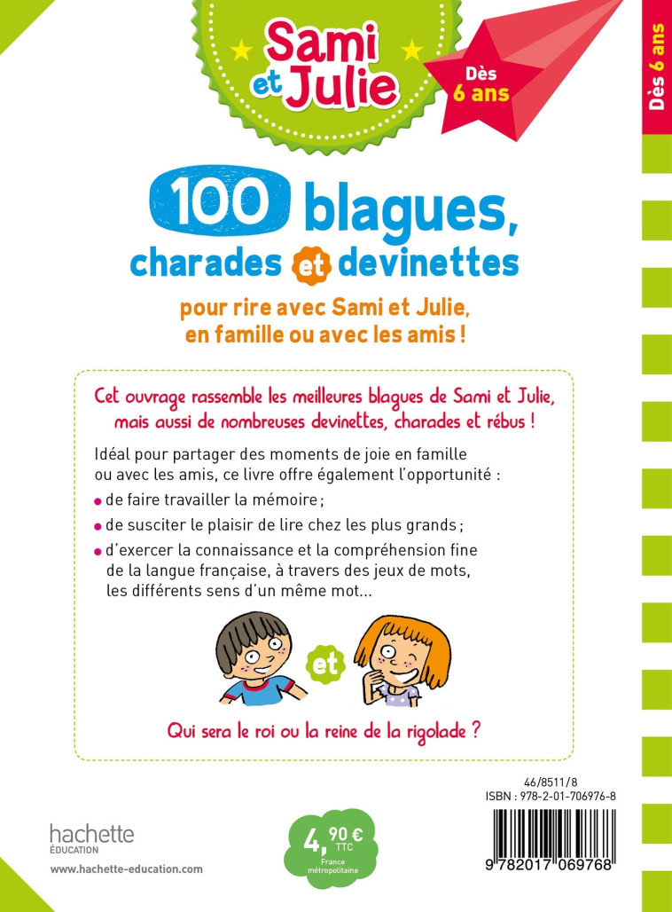 100 BLAGUES, CHARADES ET DEVINETTES DE SAM ET JULIE - LEBRUN/BONTE - HACHETTE EDUC