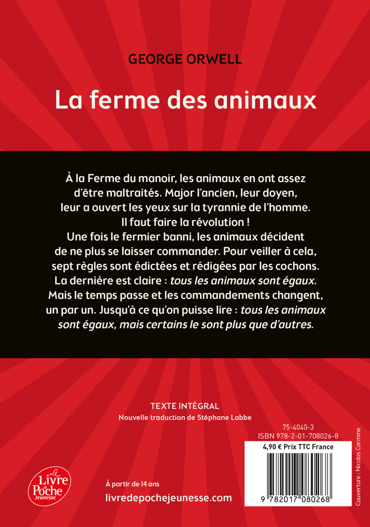 LA FERME DES ANIMAUX - ORWELL GEORGE - POCHE JEUNESSE