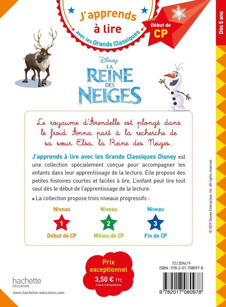 LA REINE DES NEIGES CP NIVEAU 1 - ALBERTIN ISABELLE - HACHETTE EDUC