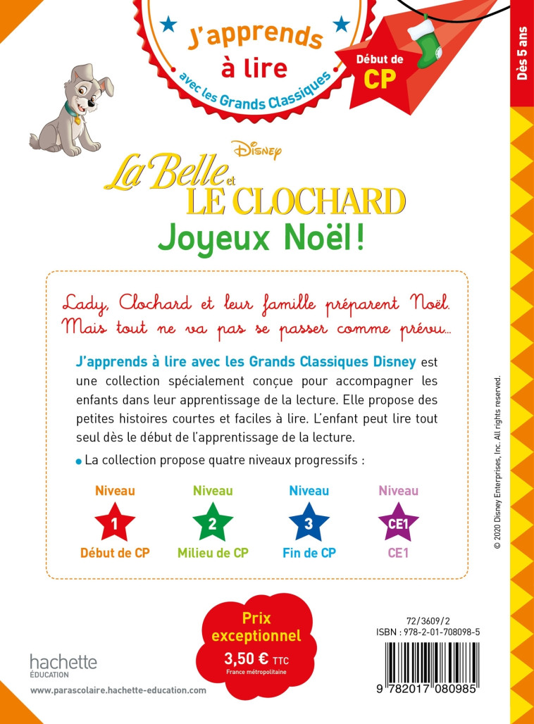 LA BELLE ET LE CLOCHARD JOYEUX NOEL CP NIVEAU 1 - ALBERTIN/GEFFROY - HACHETTE EDUC