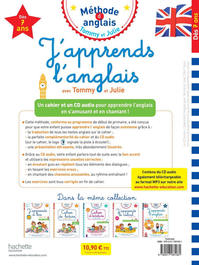 J'APPRENDS L'ANGLAIS AVEC TOMMY ET JULIE DES 7 ANS - AUDINO/SUSSEL - HACHETTE EDUC