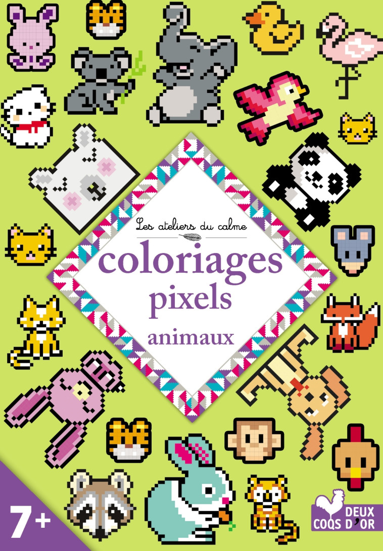 COLORIAGES PIXELS ANIMAUX - XXX - DEUX COQS D OR