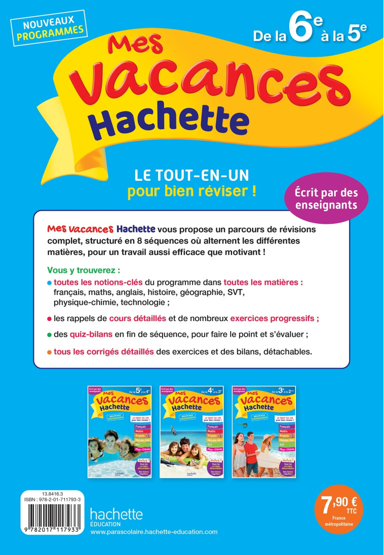 MES VACANCES HACHETTE 6E/5E - MENEU/REYNAUD/SUSSEL - HACHETTE EDUC