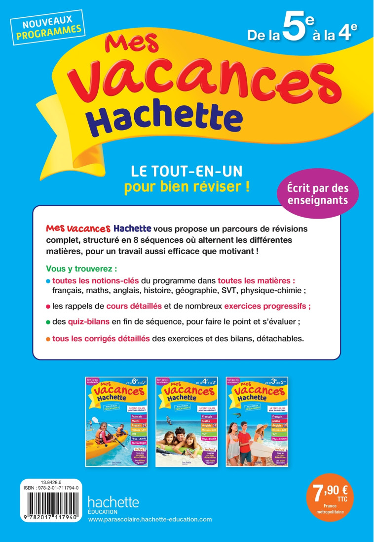 MES VACANCES HACHETTE 5E/4E - REYNAUD/GORILLOT - HACHETTE EDUC