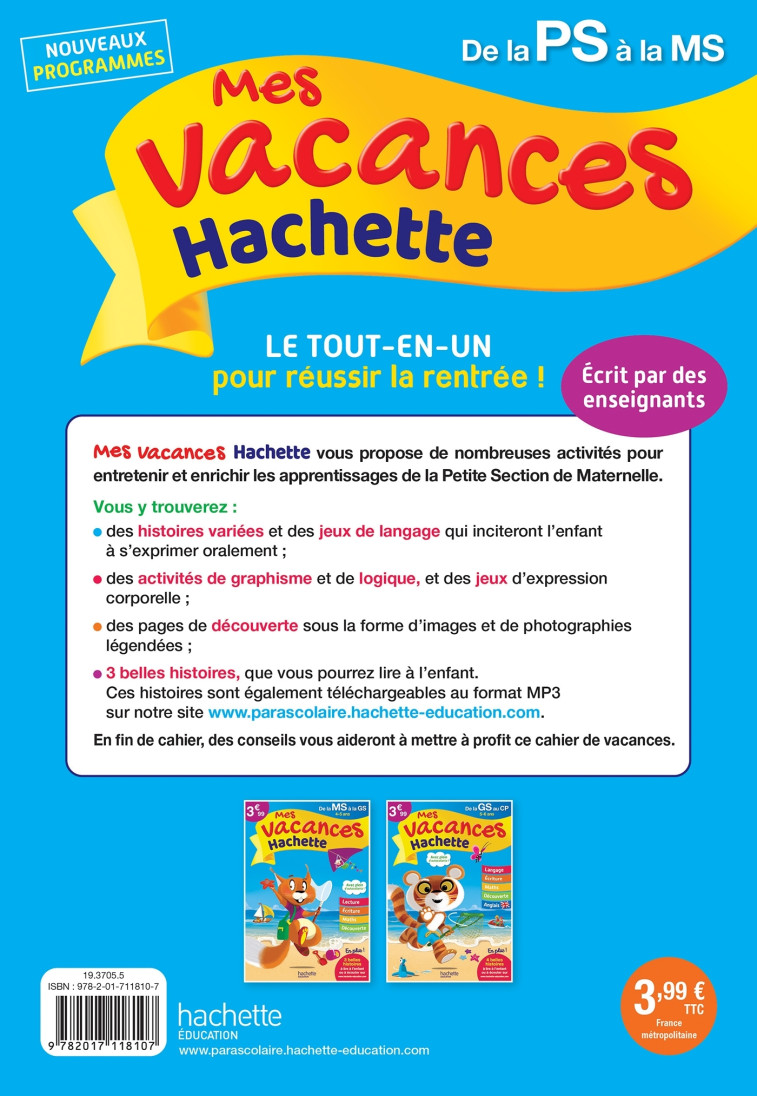 MES VACANCES HACHETTE PS/MS - ROCARD ANN - HACHETTE EDUC