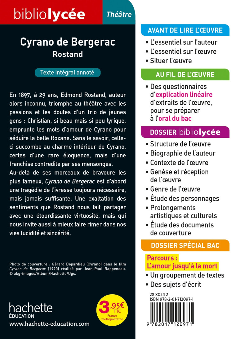 CYRANO DE BERGERAC ED 2020 - ROSTAND EDMOND - HACHETTE EDUC