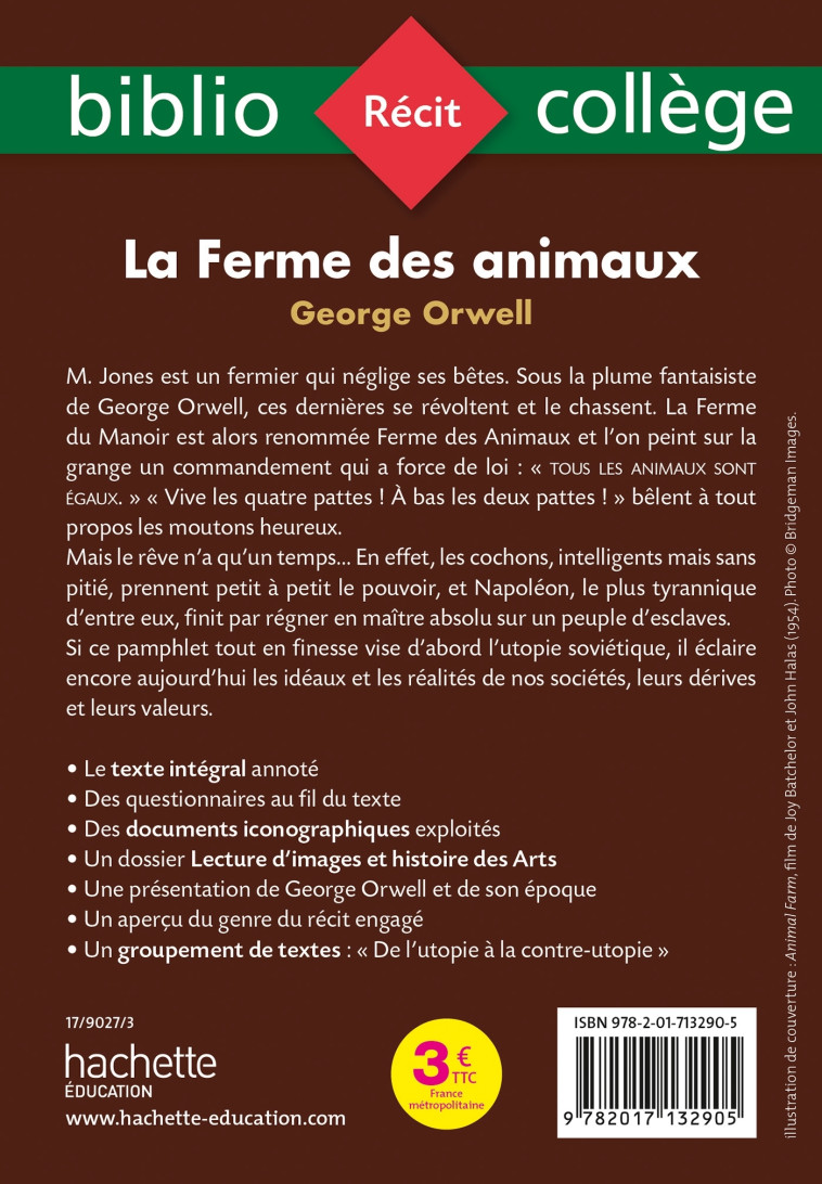 LA FERME DES ANIMAUX - LISLE/ORWELL - HACHETTE EDUC