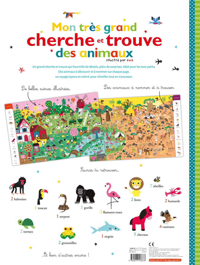 MON TRES GRAND CHERCHE ET TROUVE DES ANIMAUX - GWE - DEUX COQS D OR