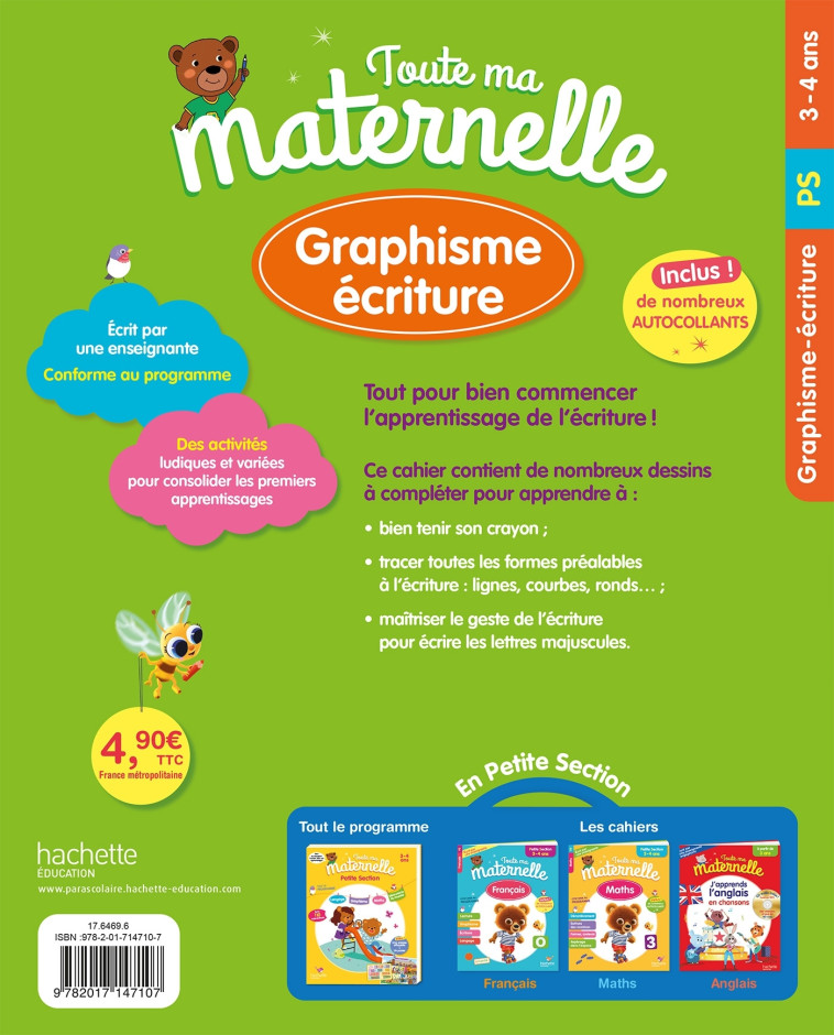 GRAPHISME ECRITURE PETITE SECTION 3-4 ANS ED 2022 - PRINCE CHRISTELLE - HACHETTE EDUC