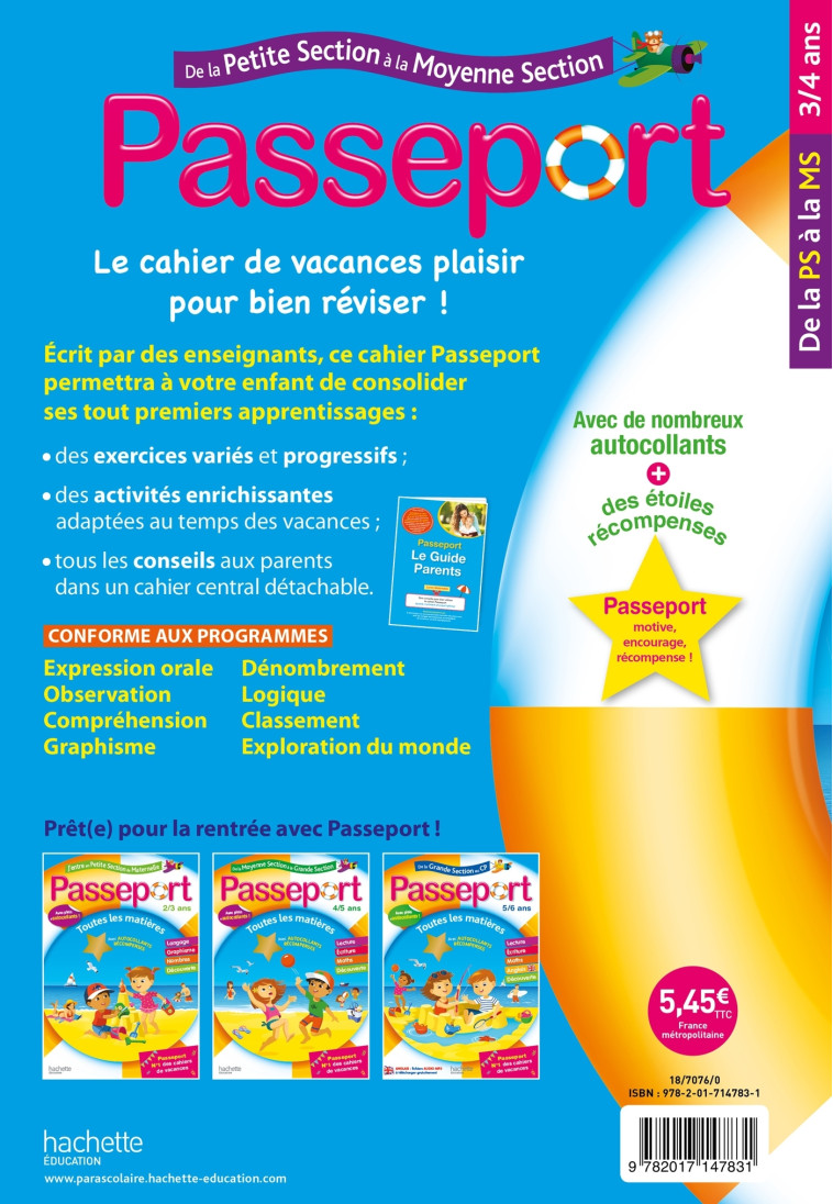 PASSEPORT DE LA PETITE A LA MOYENNE SECTION - POURE/EXBRAYAT - HACHETTE EDUC