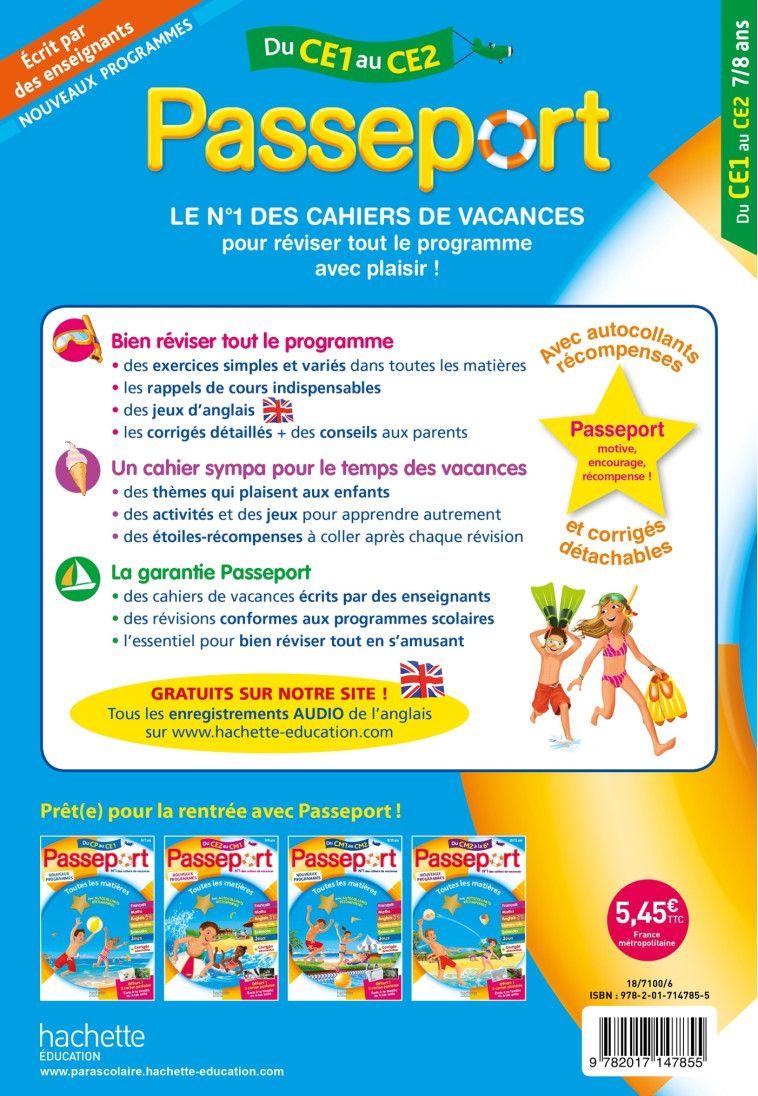 PASSEPORT DU CE1 AU CE2 - BESSIERES/KNOWLES - HACHETTE EDUC