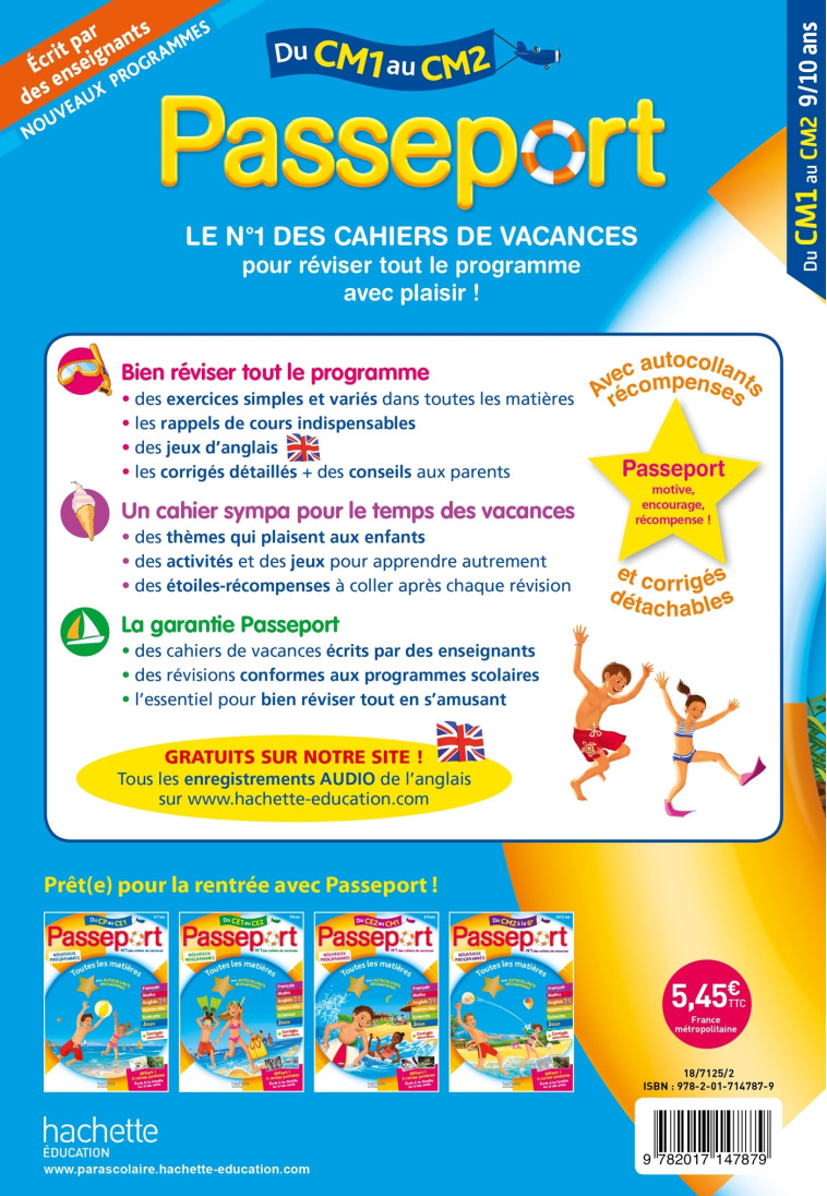 PASSEPORT DU CM1 AU CM2 (9-10 ANS) - BARTHOMEUF/CHANTEUX - HACHETTE EDUC