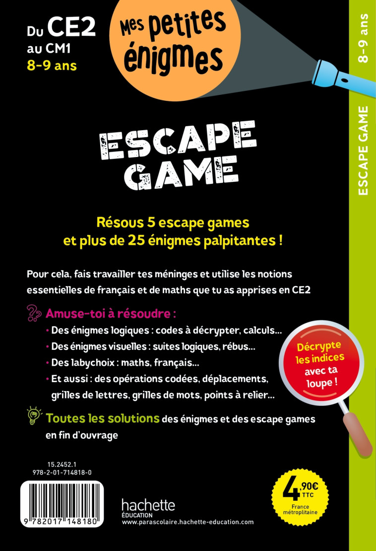 ESCAPE GAME DU CE2 AU CM1 AVENTURE AU CAMPING - LEROY-JOUENNE/FAGES - HACHETTE EDUC