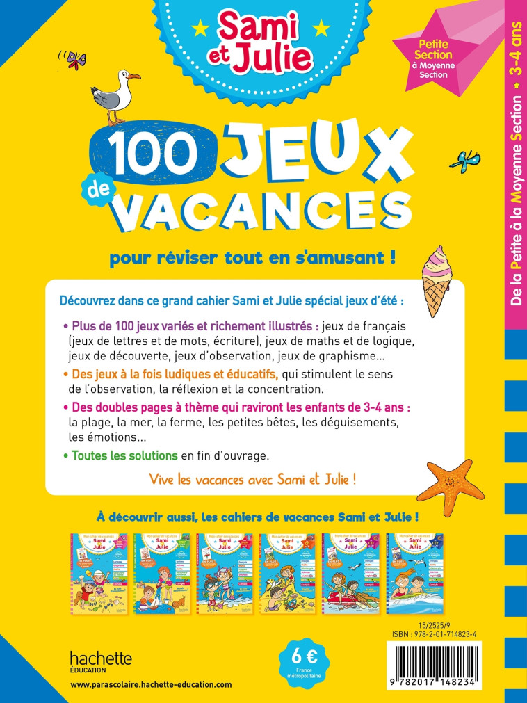 100 JEUX DE VACANCES AVEC SAMI ET JULIE DE LA PS A LA MS (3-4 ANS) - LEBRUN/BOYER - HACHETTE EDUC