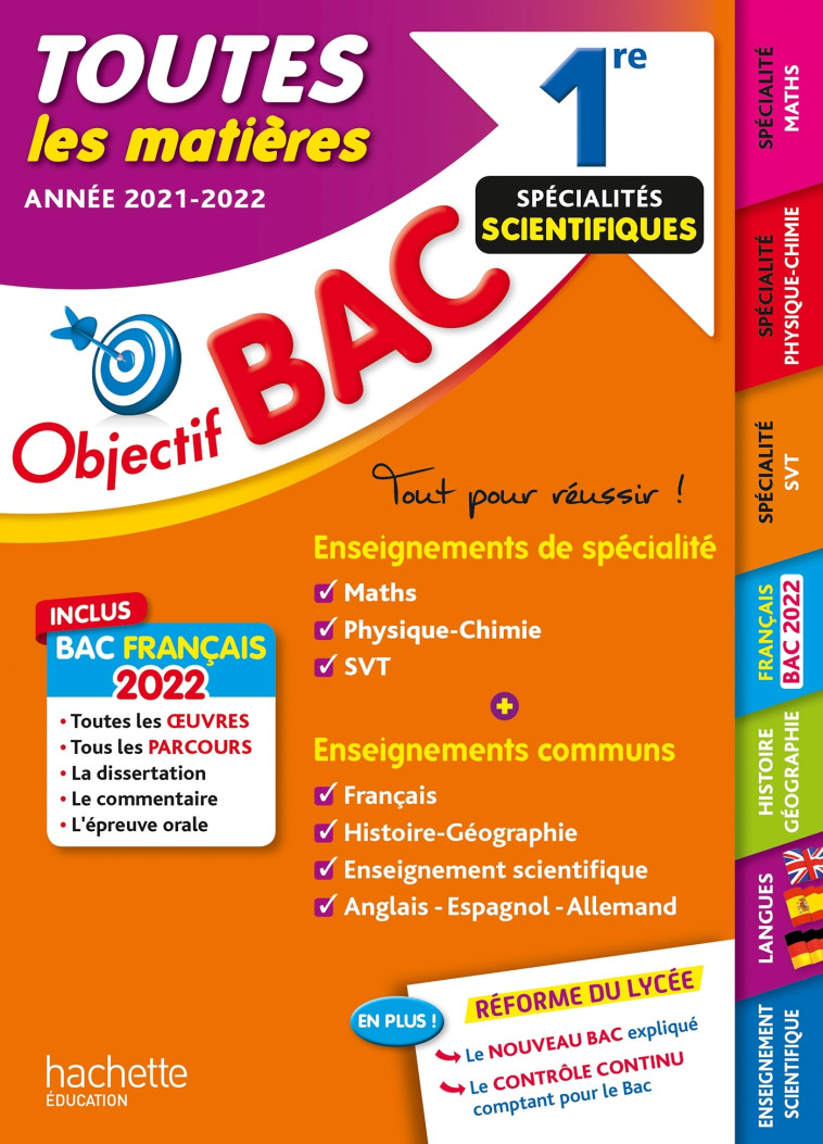 TOUTES LES MATIERES 1RE SPECIALITES SCIENTI FIQUES BAC 2022 - LISLE/ZARDET/LEFEVRE - HACHETTE EDUC