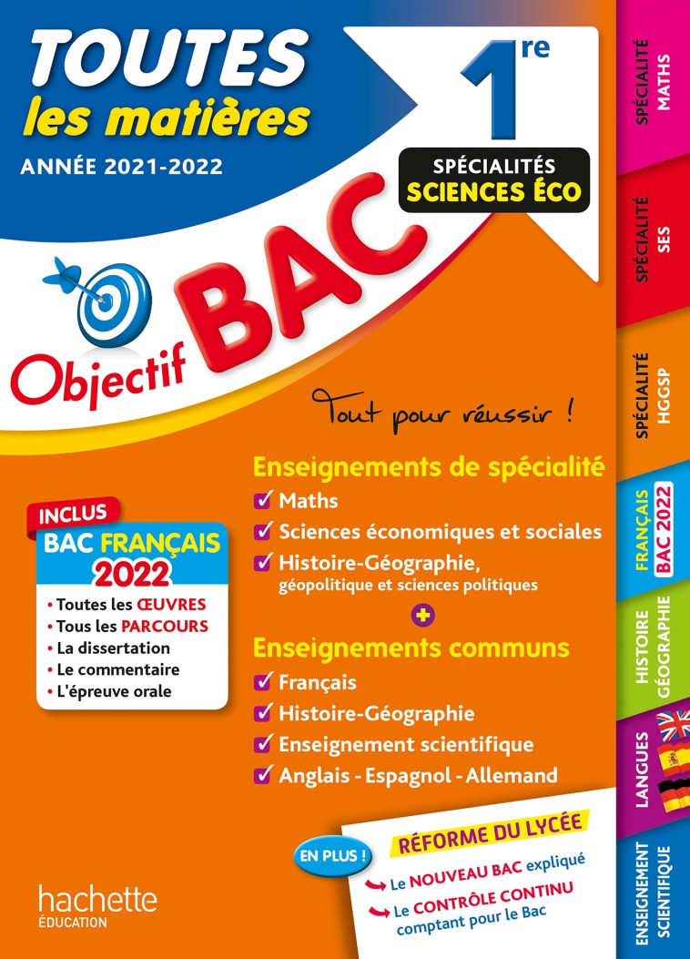 TOUTES LES MATIERES 1RE SPECIALITES SCIENCE S ECO BAC 2022 - LISLE/ROUSSEAU/BLIN - HACHETTE EDUC