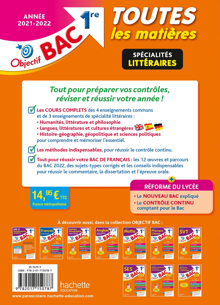 TOUTES LES MATIERES 1RE SPECIALITES LITTERA IRES BAC 2022 - TEPER/DESSAINT/LISLE - HACHETTE EDUC