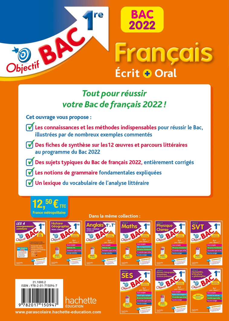 FRANCAIS ECRIT ET ORAL 1RE BAC 2022 - PINCON/SOURISSE - HACHETTE EDUC