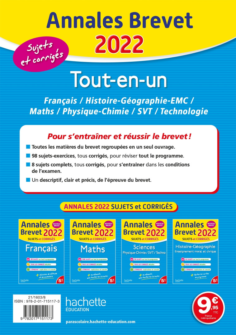 ANNALES BREVET 2022 TOUT-EN-UN - REAUTE/LASKAR/SAISSE - HACHETTE EDUC