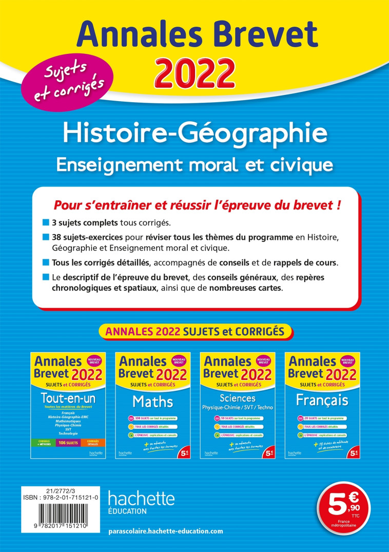 HISTOIRE GEO EMC 3E 2022 - SAISSE CHRISTOPHE - HACHETTE EDUC