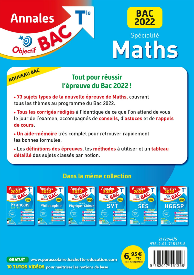 SPECIALITE MATHS TLE ANNALES 2022 - BODINI-LEFRANC - HACHETTE EDUC