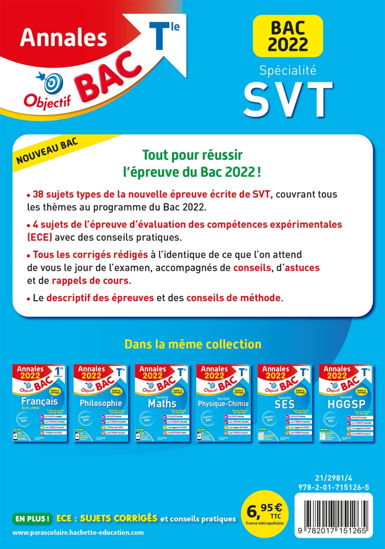 SPECIALITE SVT TLE ANNALES 2022 - DELGUEL/FABIEN - HACHETTE EDUC