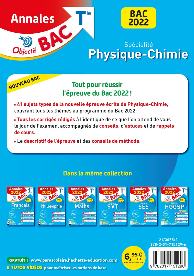 SPECIALITE PHYSIQUE CHIMIE TLE ANNALES 2022 - LATCHIMY RUDY - HACHETTE EDUC