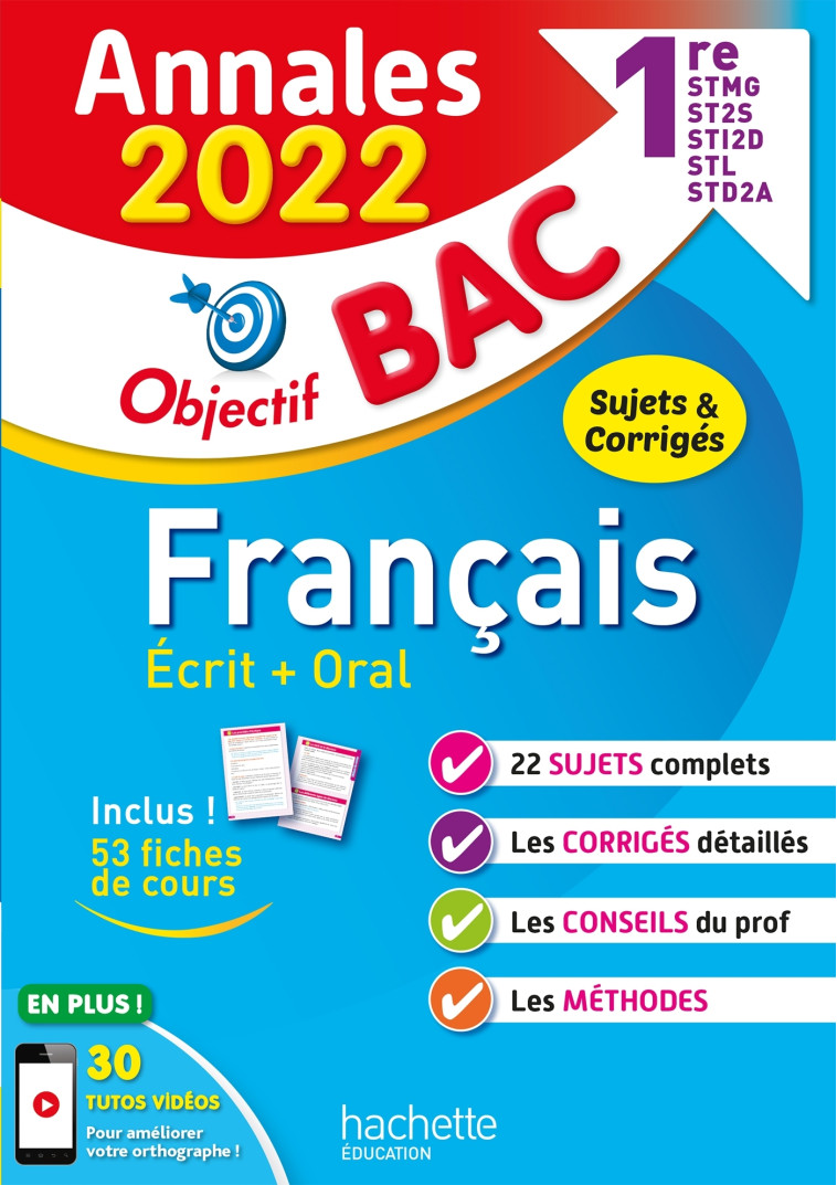 FRANCAIS 1RE TECHNO ANNALES 2022 - MAZZUCCHELLI FRANCK - HACHETTE EDUC